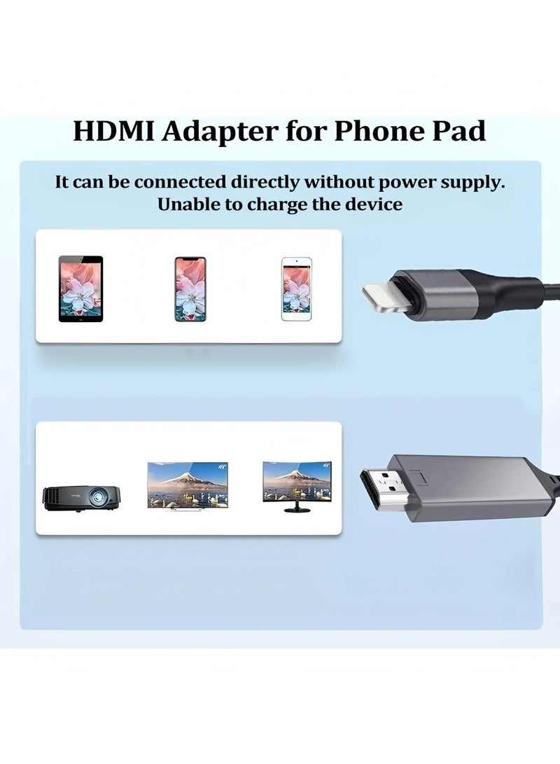 أبلينم محول Lightning إلى HDMI من الهاتف إلى التلفزيون، متوافق مع iPhone وiPad، موصل مزامنة الشاشة للاتصال مباشرة على HDTV/الشاشة/جهاز العرض لا يحتاج إلى مصدر طاقة، يدعم IOS11.0 - Image 2